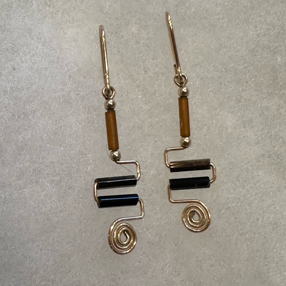 3/$35 Elongated Architectural designed Gold filled wire earrings - Picture 2 of 7
